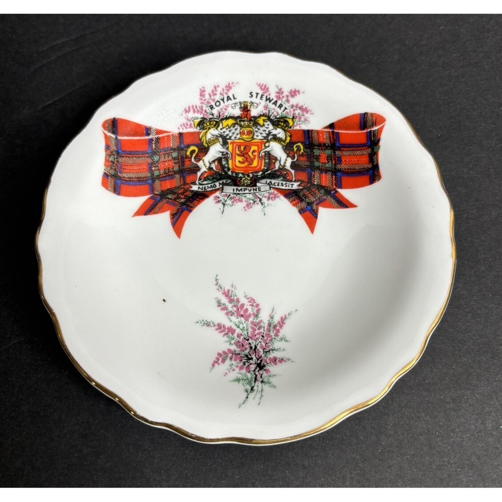 Royal Grafton Coat of Arms Coaster STEWART Scottish Tartan 4 5/8"